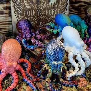 Articulated Spinning Flexi Octopus Fidget Toy Ocean Animal 3D Printed